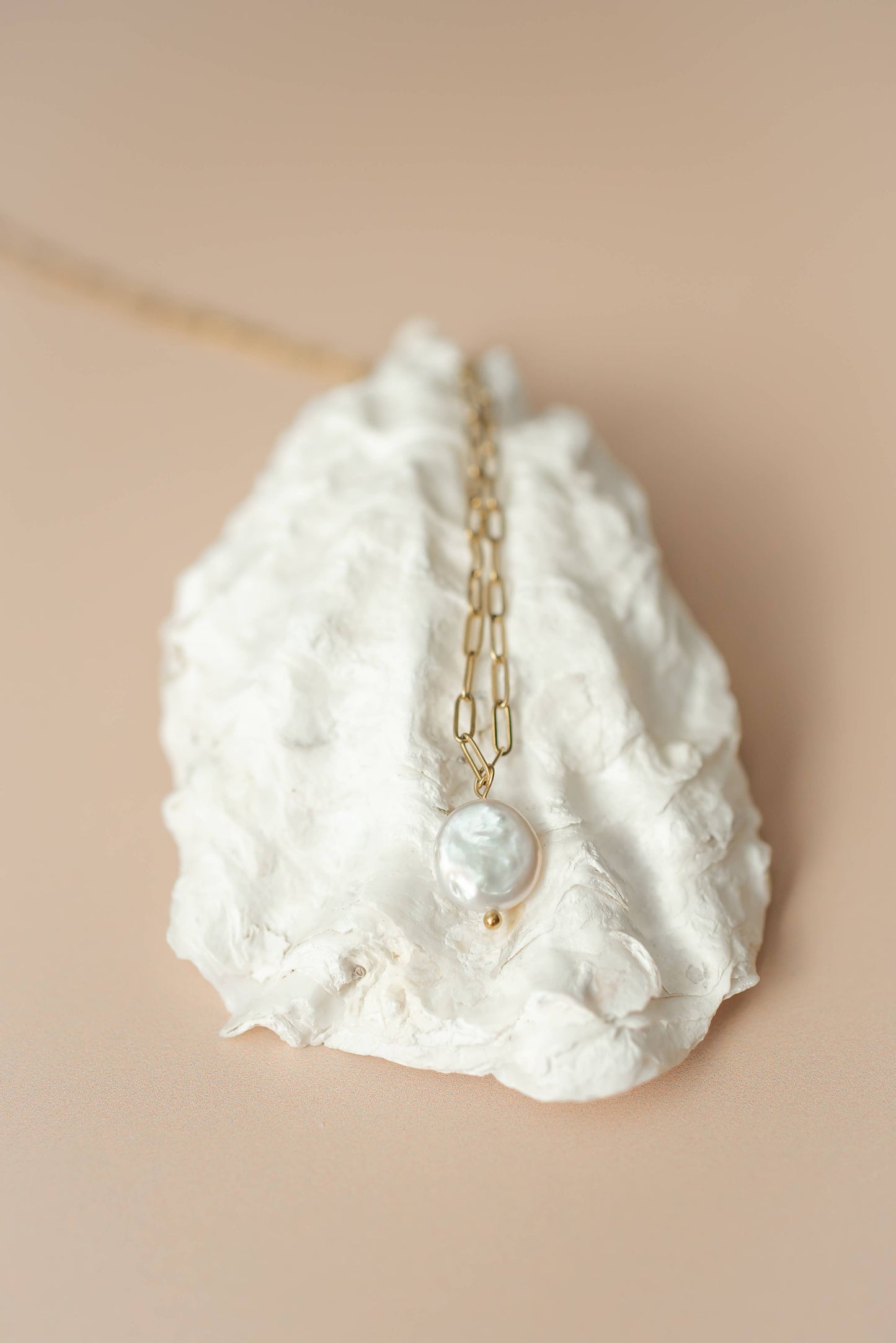 Freshwater Pearl Drop Paperclip Necklace