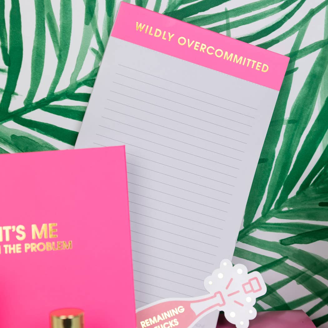 Wildly Overcommitted - Lined Notepad - Bright Pink - 65 perforated pages - 5x8
