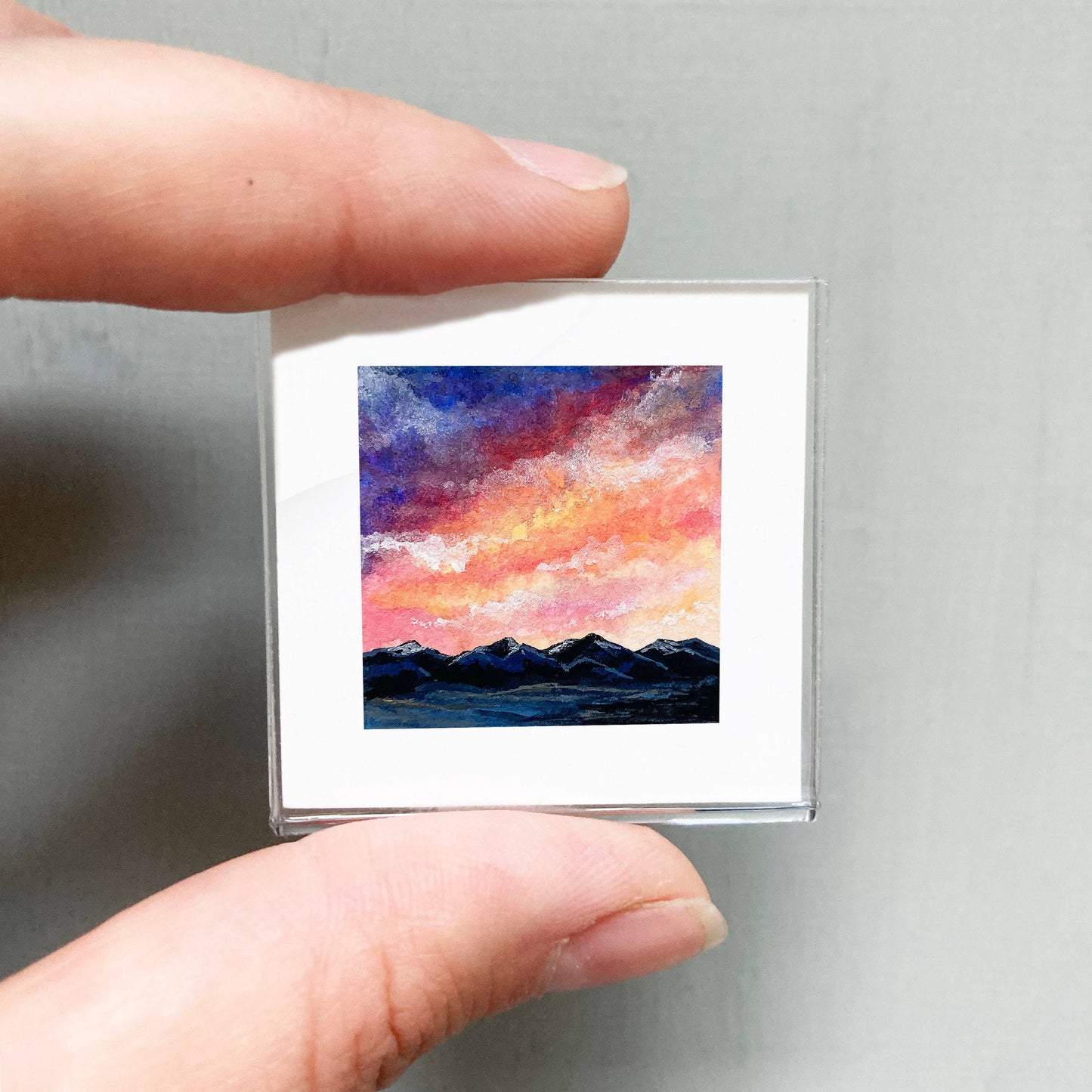 Mini 1" Bitterroot Mountain Montana Tiny Gouache Art Print