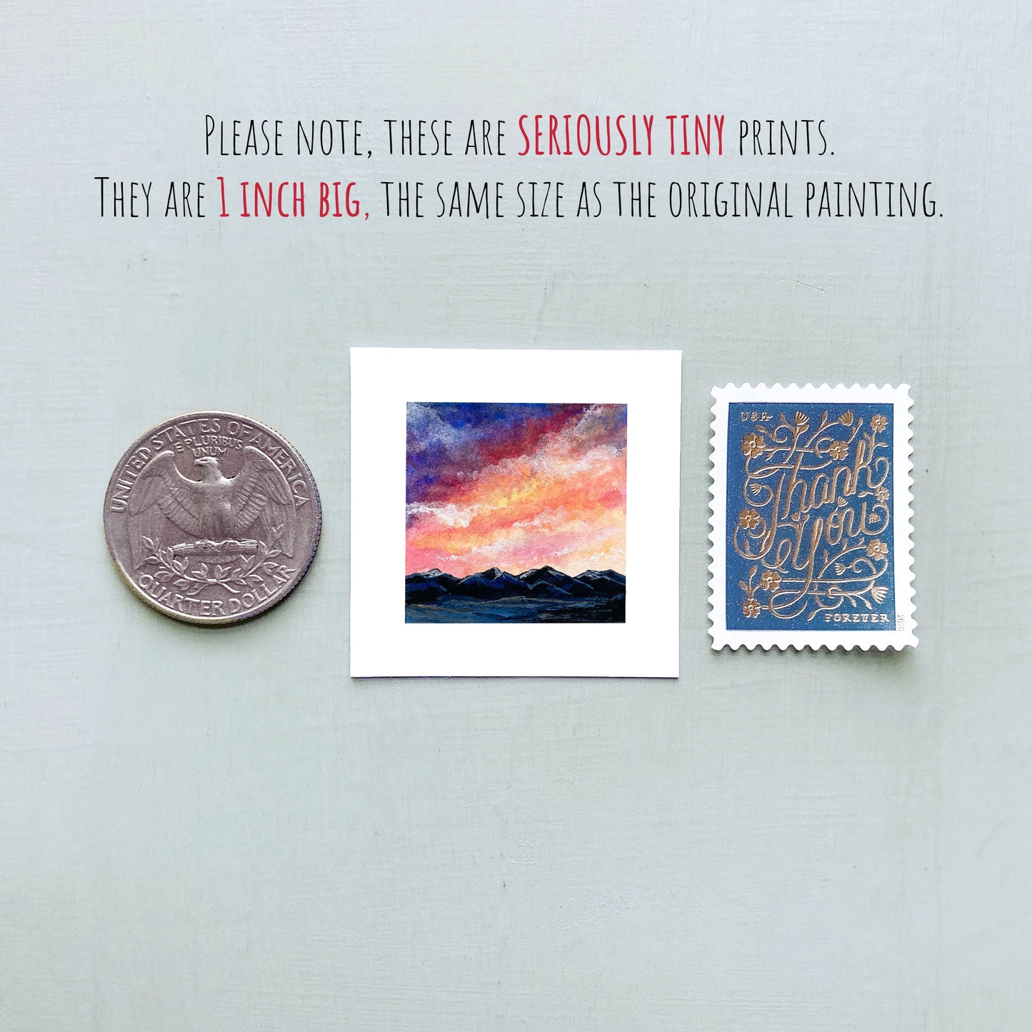 Mini 1" Bitterroot Mountain Montana Tiny Gouache Art Print