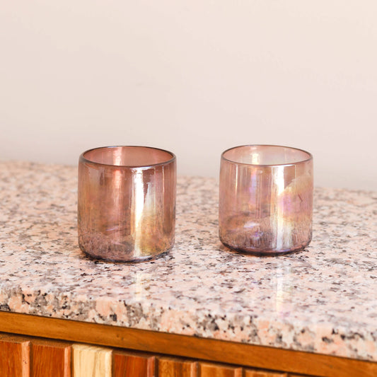 Hand Blown Wine Cocktail Glass - Amethyst Lustre, 2 sizes