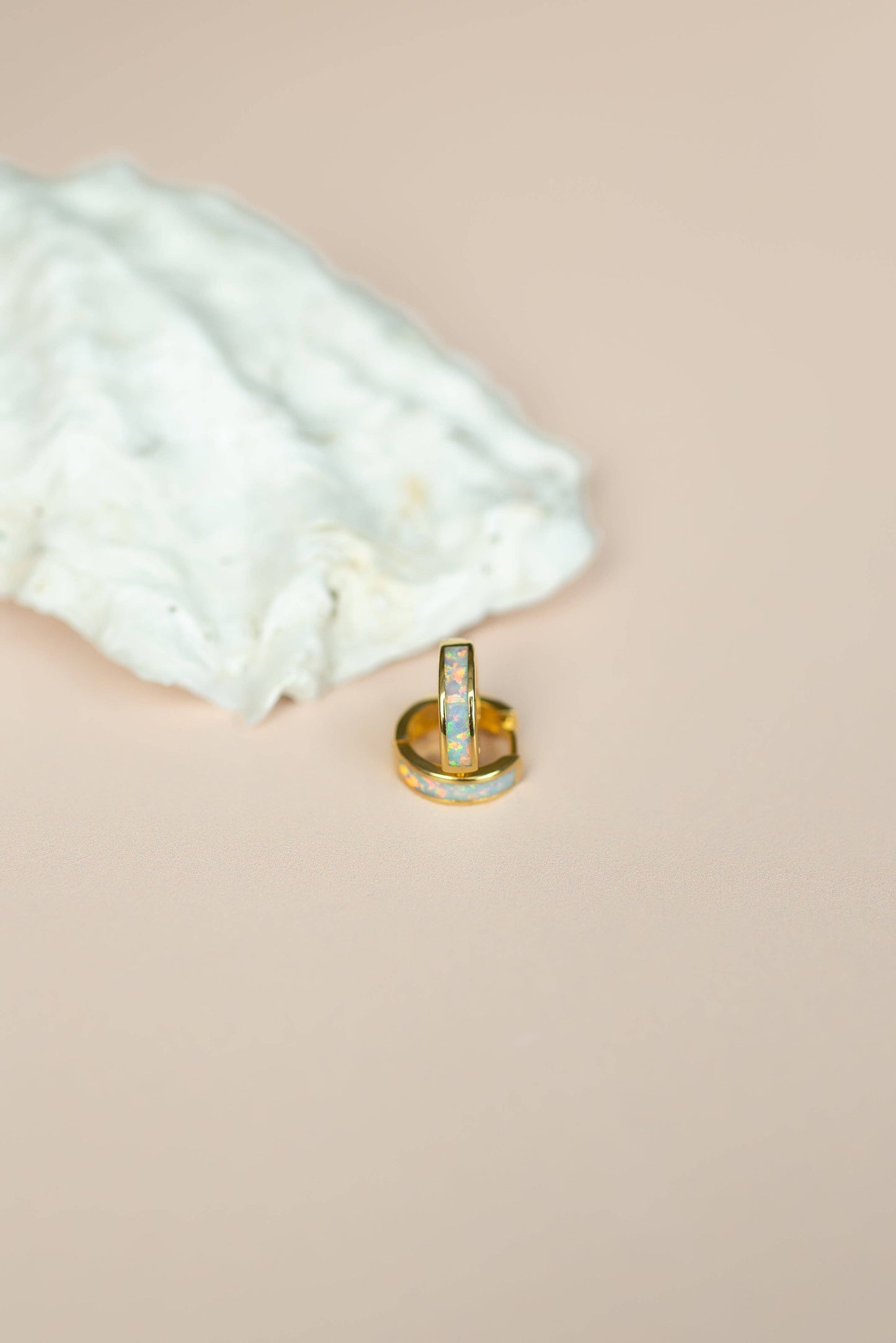 Lumen Opal Huggie Earrings