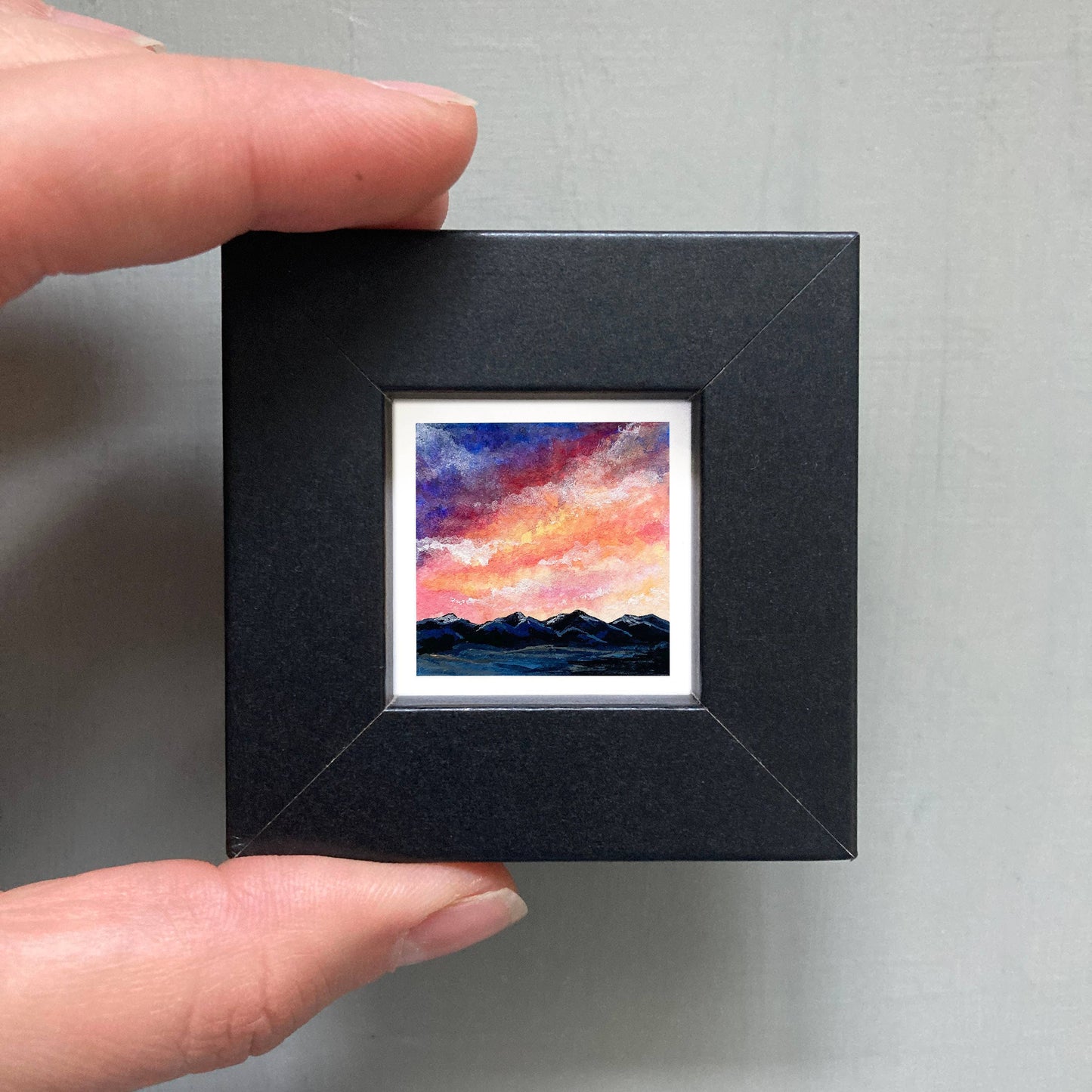 Mini 1" Bitterroot Mountain Montana Tiny Gouache Art Print