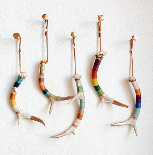 XS Whitetail Wool Wrapped Deer Antler with Copper