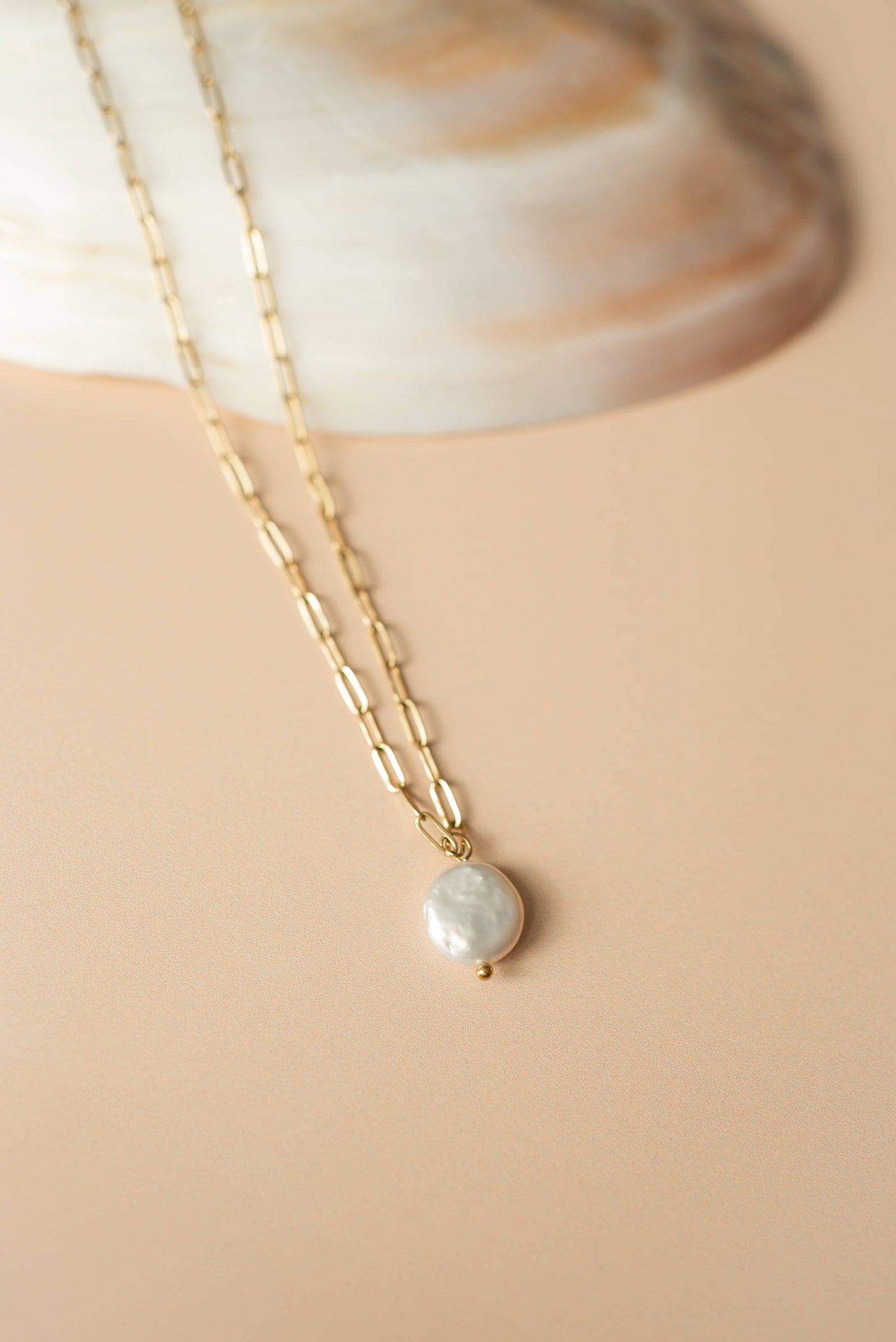 Freshwater Pearl Drop Paperclip Necklace