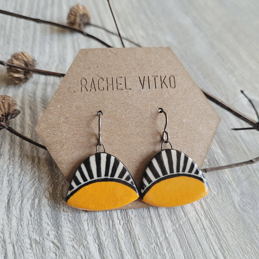 Hand painted ceramic dangle earrings