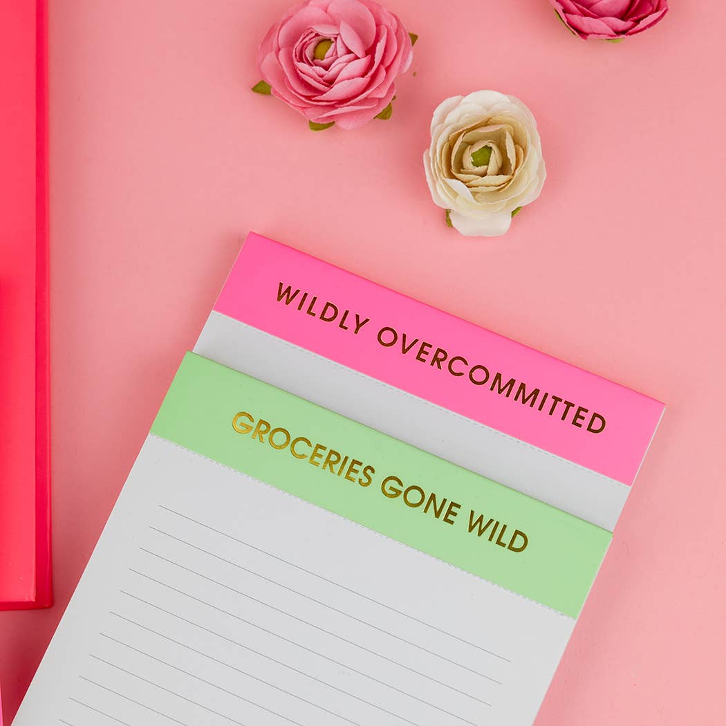Wildly Overcommitted - Lined Notepad - Bright Pink - 65 perforated pages - 5x8