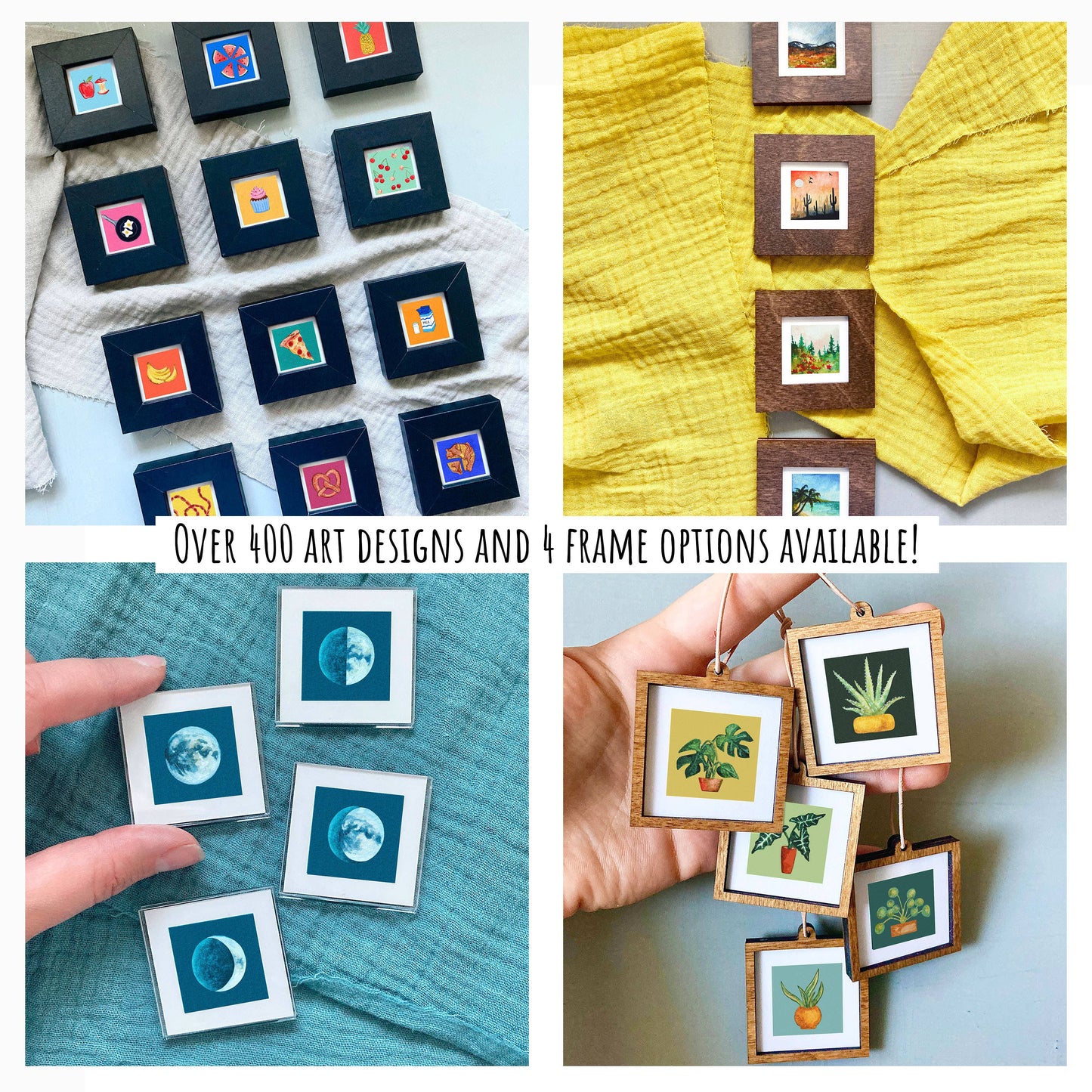 Mini 1" Pine Tree Forest Sunset Tiny Watercolor Landscape