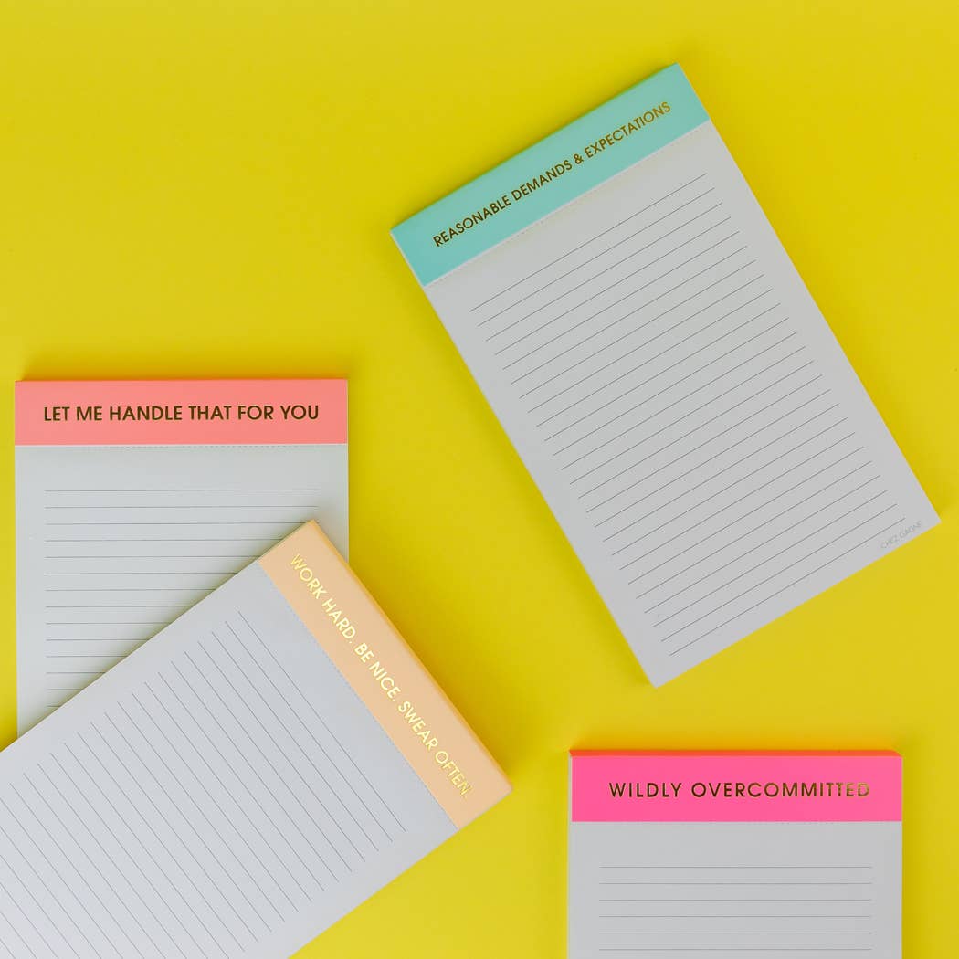 Wildly Overcommitted - Lined Notepad - Bright Pink - 65 perforated pages - 5x8