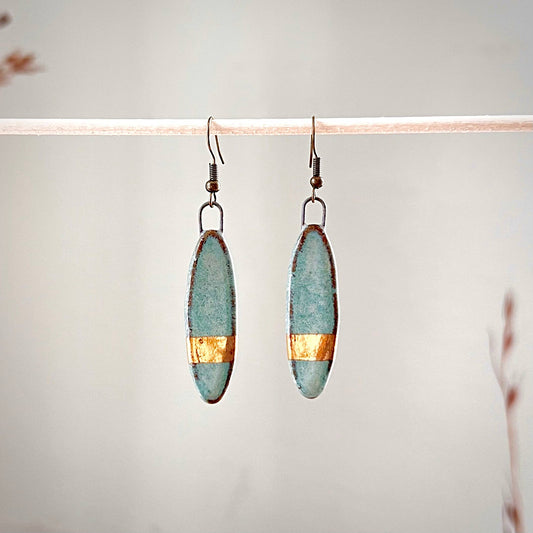 Turquoise with Solid Gold Striped Earrings
