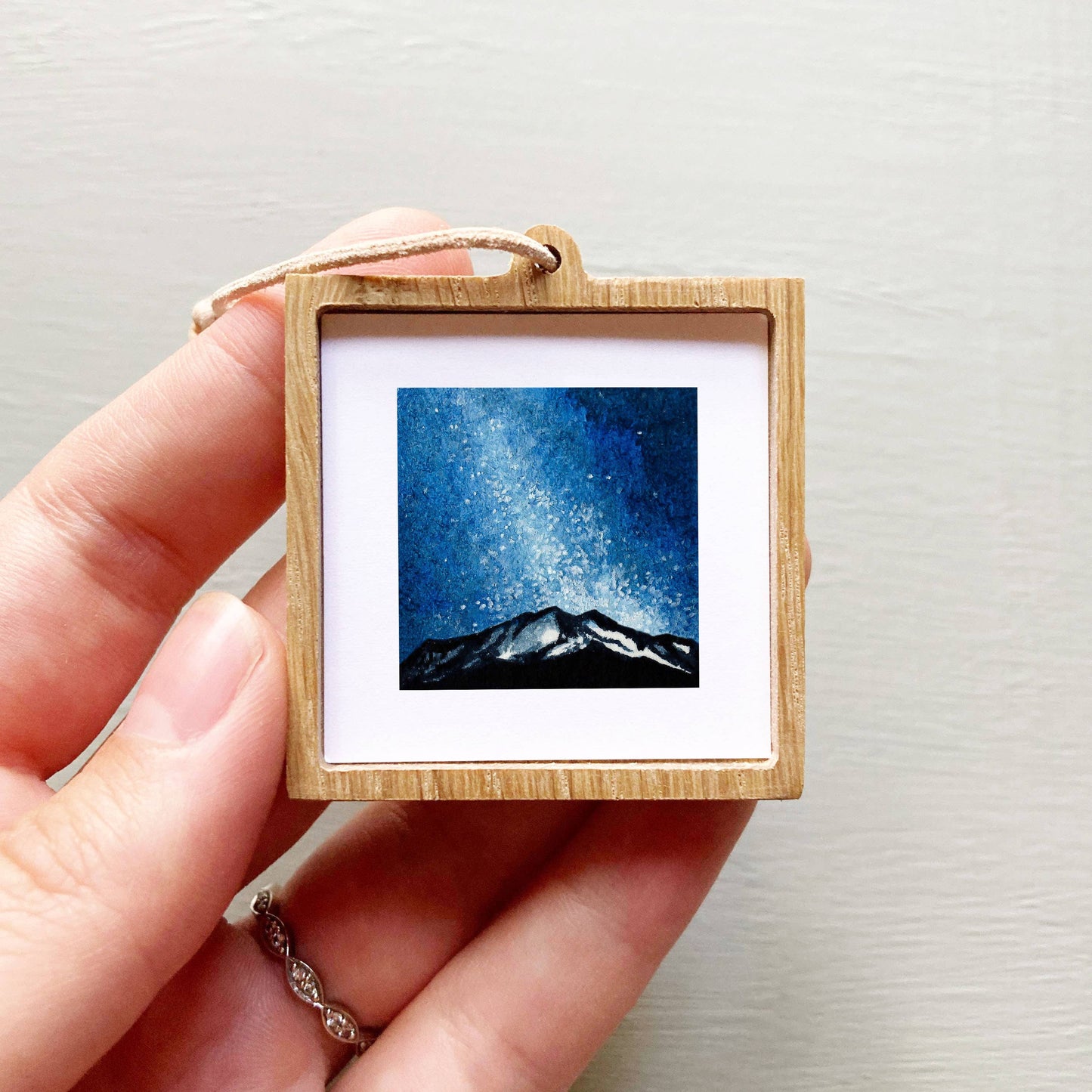 Mini 1" Galaxy Mountain Milky Way Tiny Watercolor Landscape