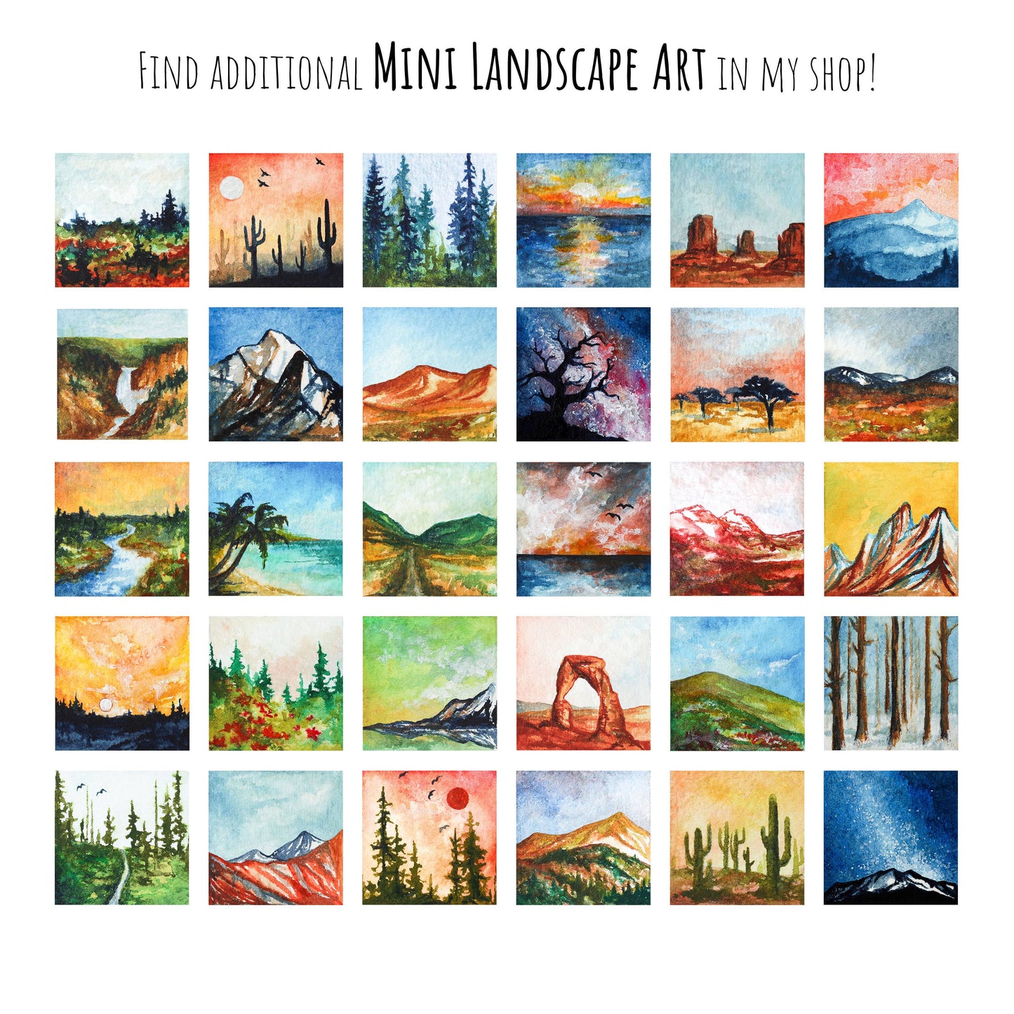 Mini 1" Galaxy Mountain Milky Way Tiny Watercolor Landscape