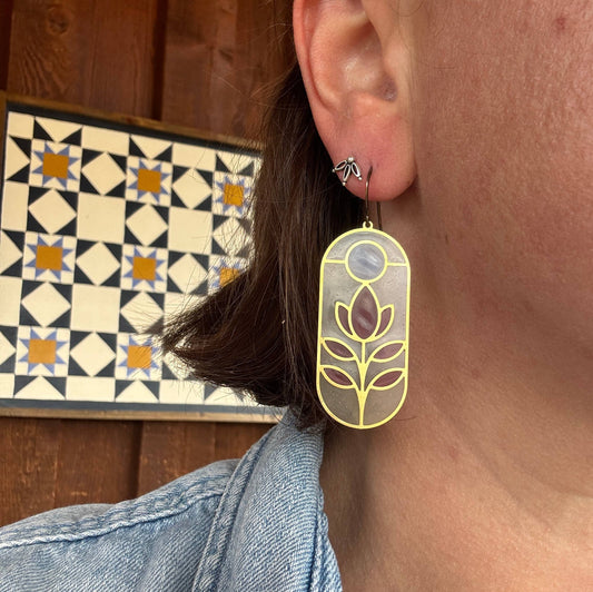 Dogwood // stained glass resin earrings